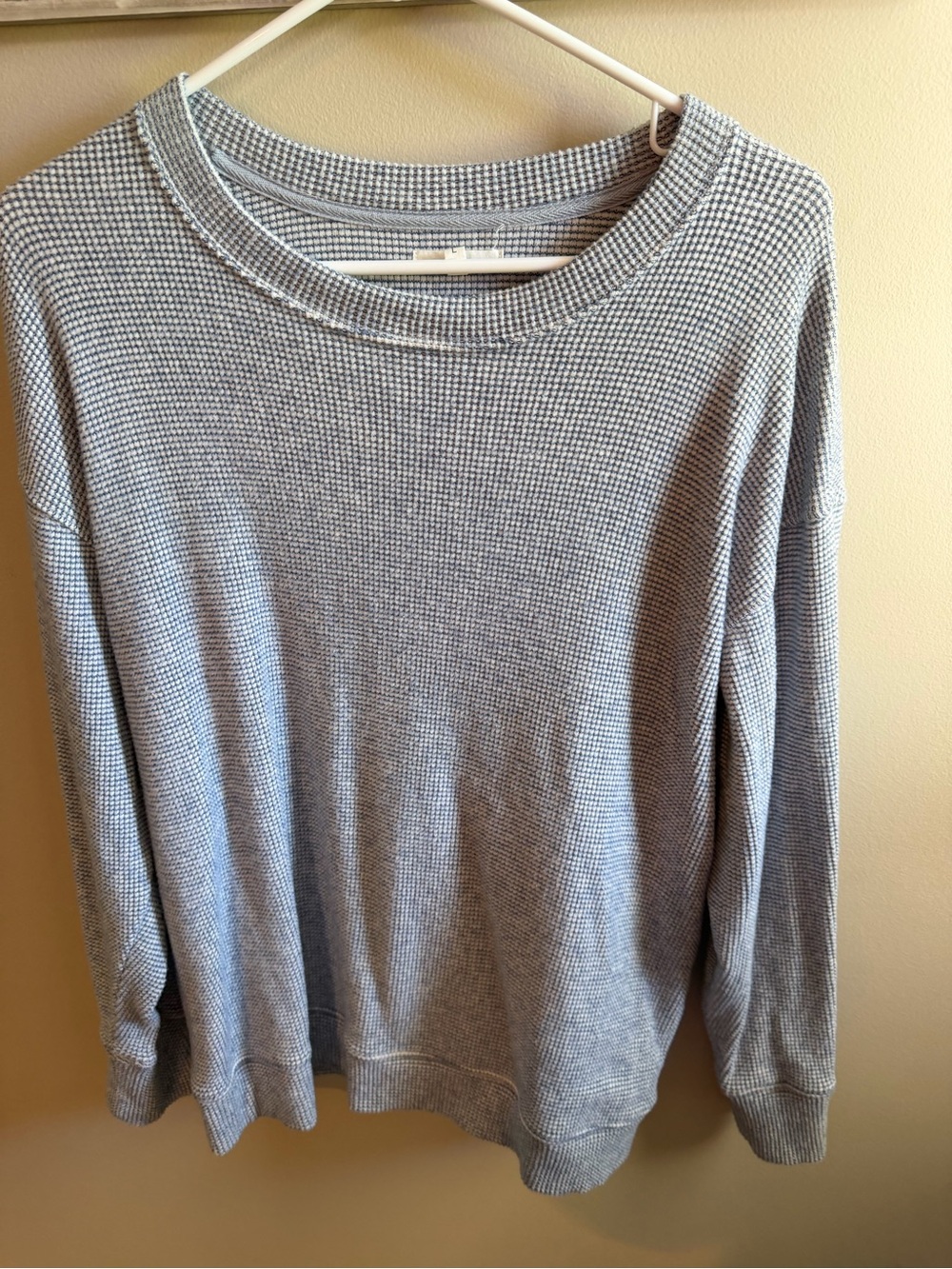 Maurices blue/white Waffle Knit Crewneck Top